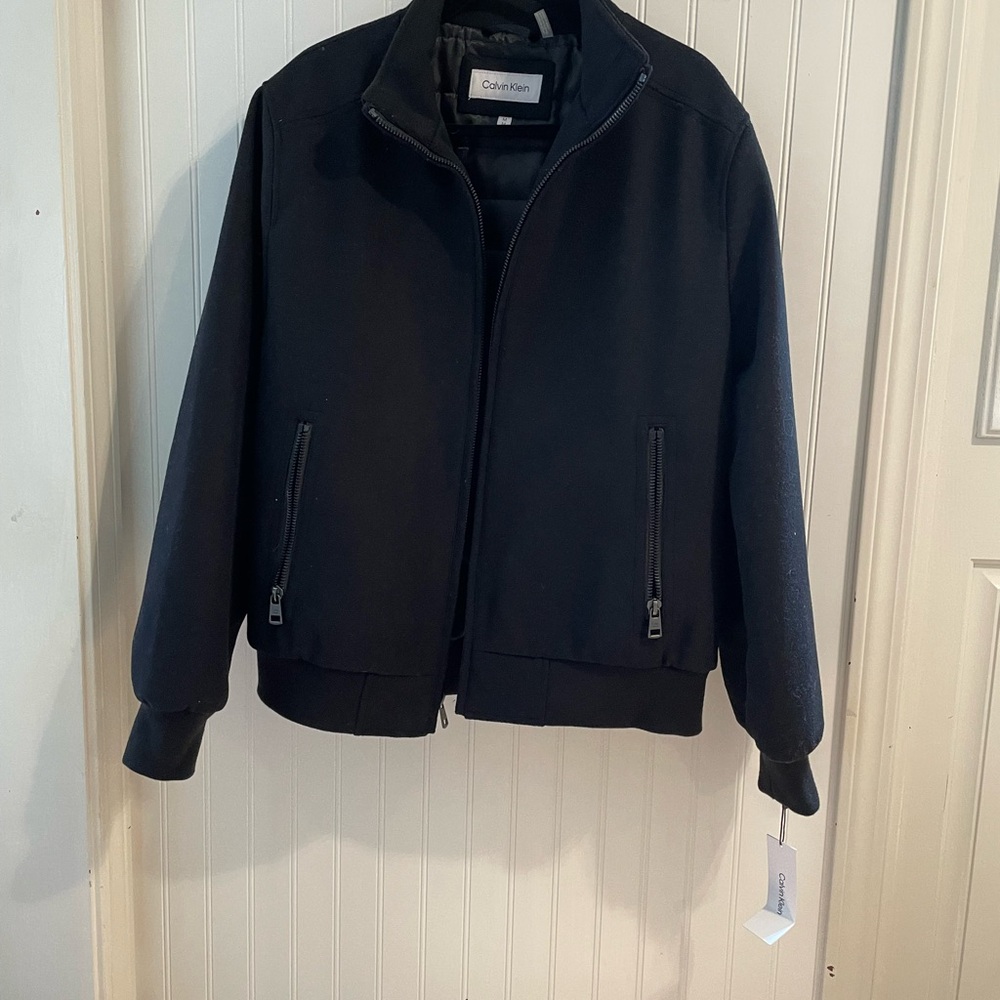 Calvin Klein Black Wool Coat